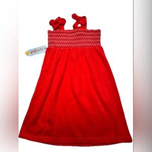 Cat & Jack Girl's Red Terry  Swim Cover Up Dress Sizes With Bows choose size